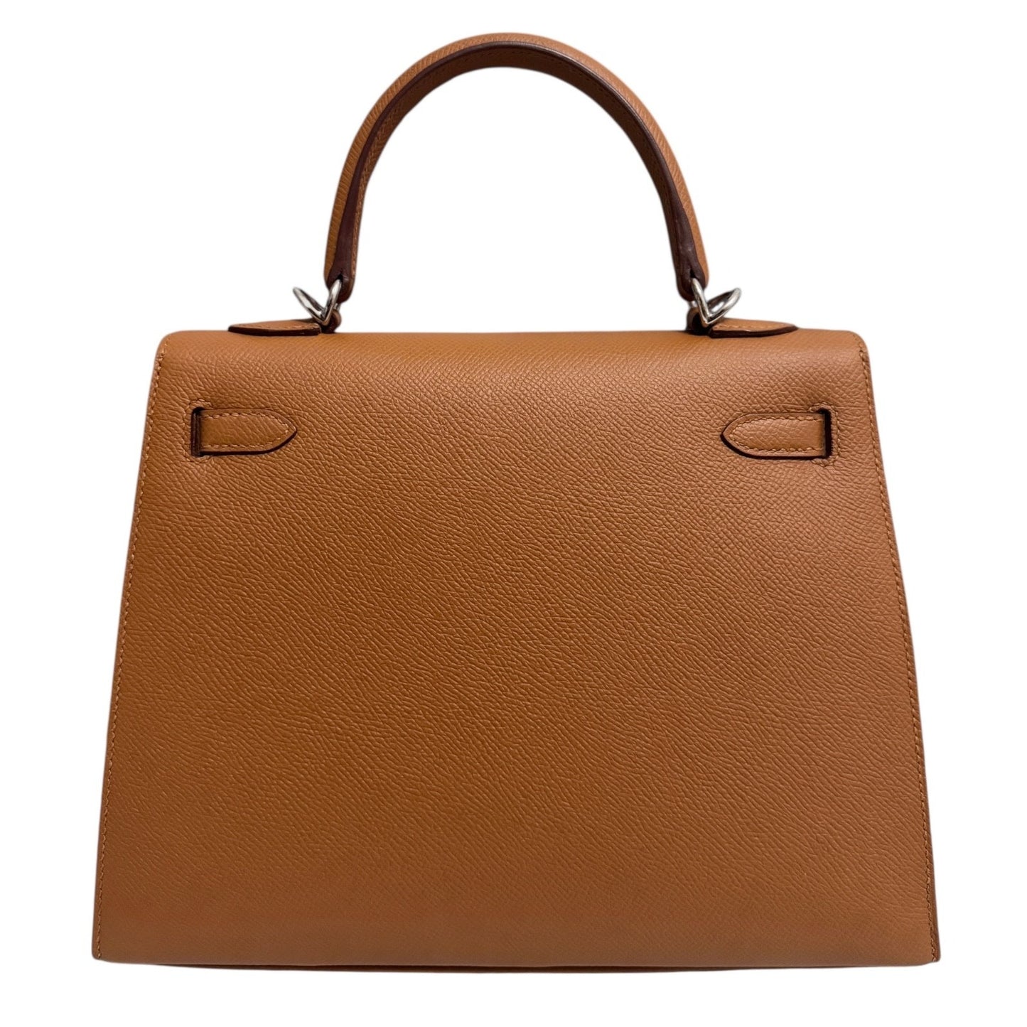 Hermes Kelly 25 Sellier Verso Gold Tan Jaune Ambre Epsom Leather Palladium HWR