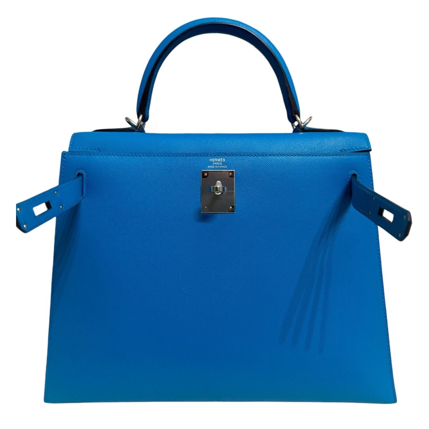 Hermes Kelly 28 Sellier Blue Frida Madame Leather Palladium Hardware