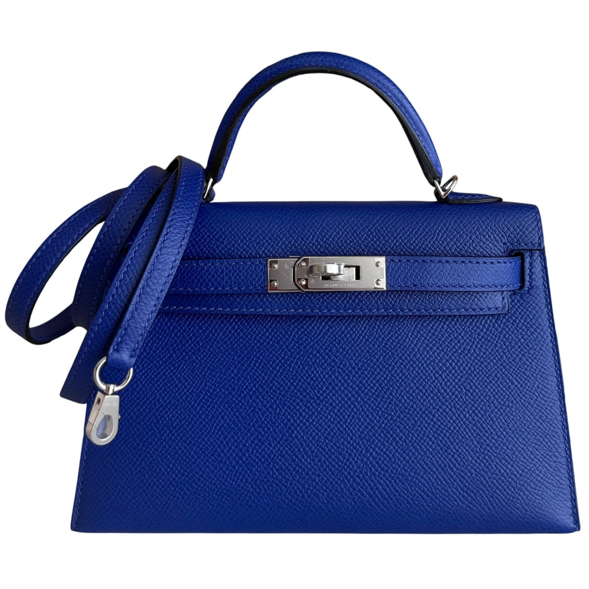 Hermes Kelly Mini 20 Blue Electric Epsom Leather Palladium Hardware RARE