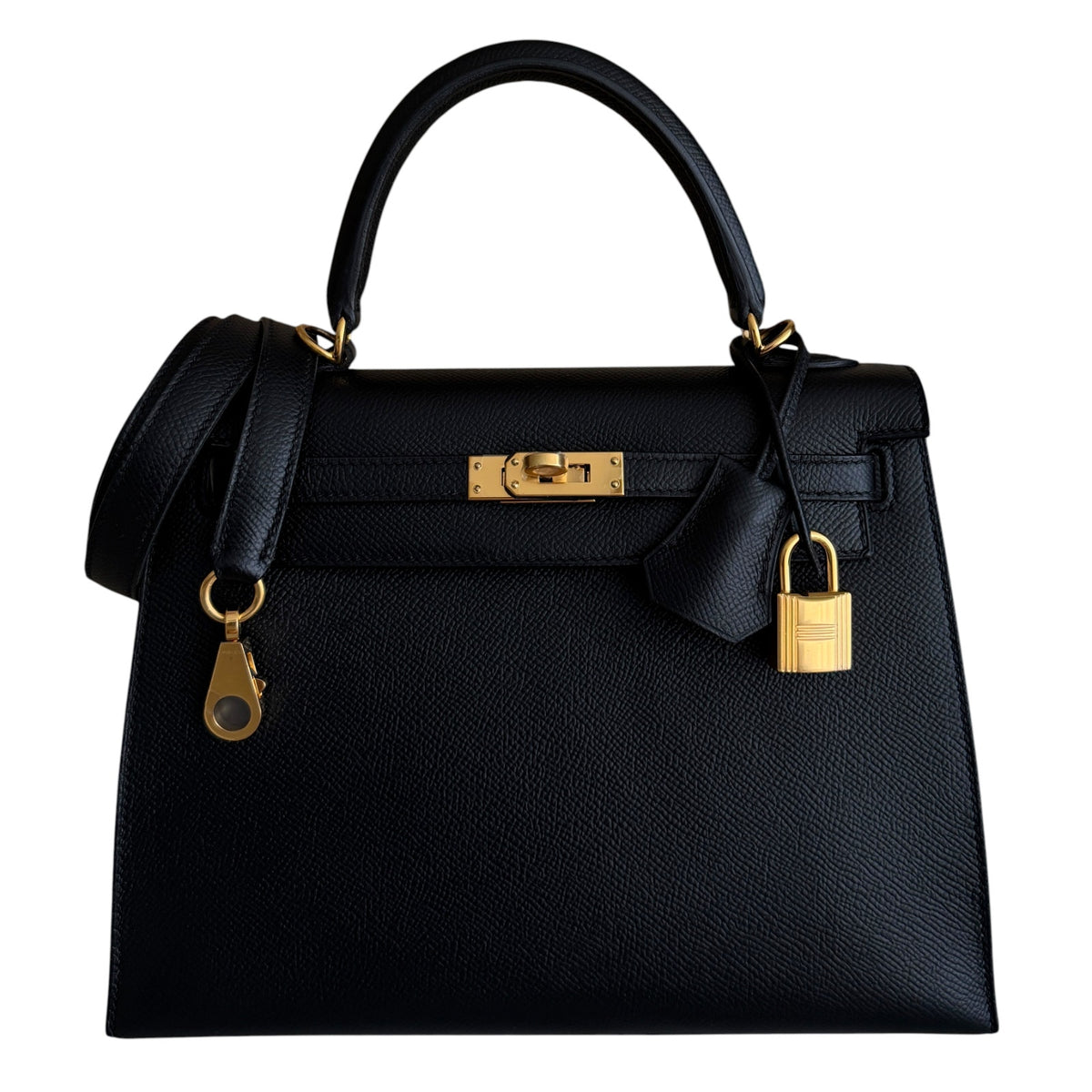 Hermes Kelly 25 Sellier Black Noir Epsom Leather Gold Hardware RARE