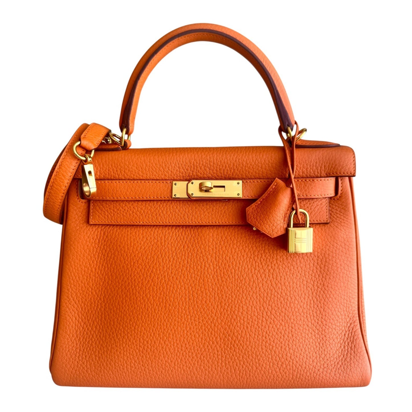 Hermes Kelly 28 Retourne Orange Togo Leather Gold Hardware