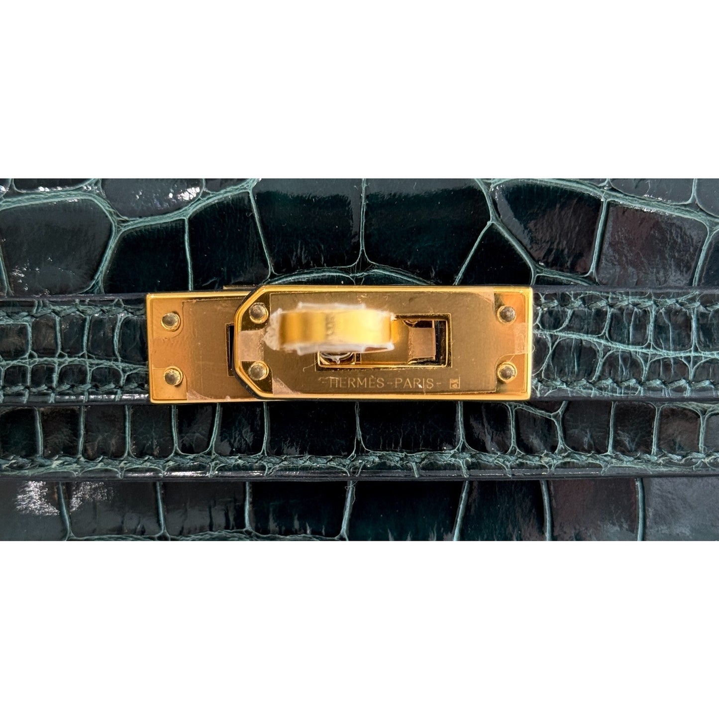 Hermes Kelly Mini 20 Shinny Alligator Leather Vert Cypress Green Gold Hardware
