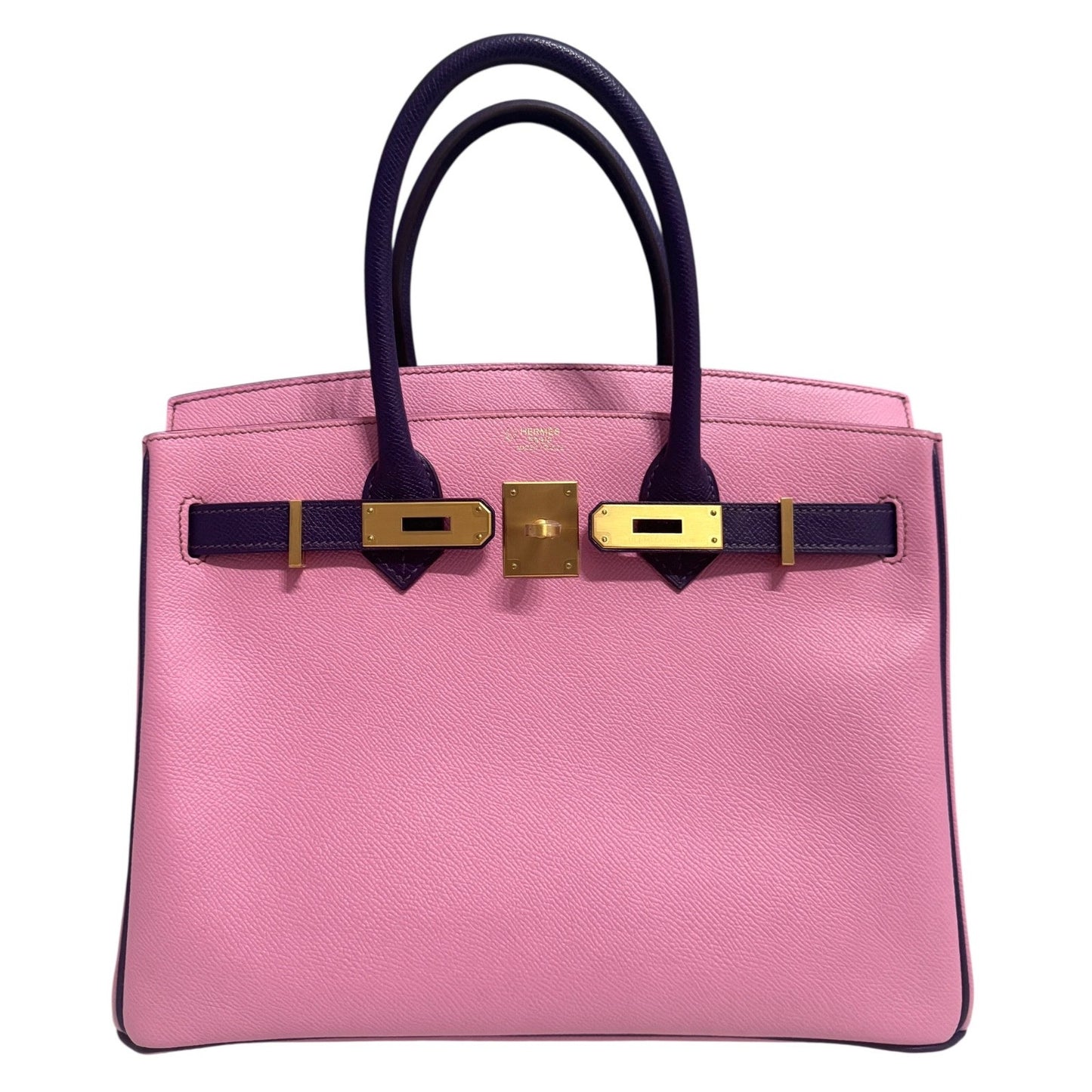 Hermes Birkin 30 Special Order Bubblegum Pink Ultra Violet Epsom Brushed Gold