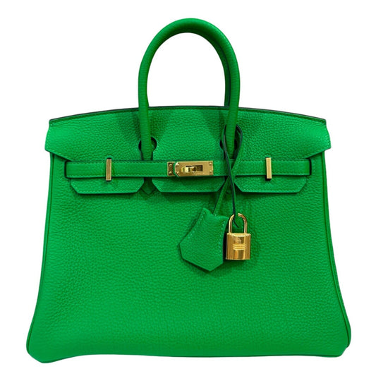 Hermes Birkin 25 Bamboo Bambou Green Togo Leather Gold Hardware Handbag