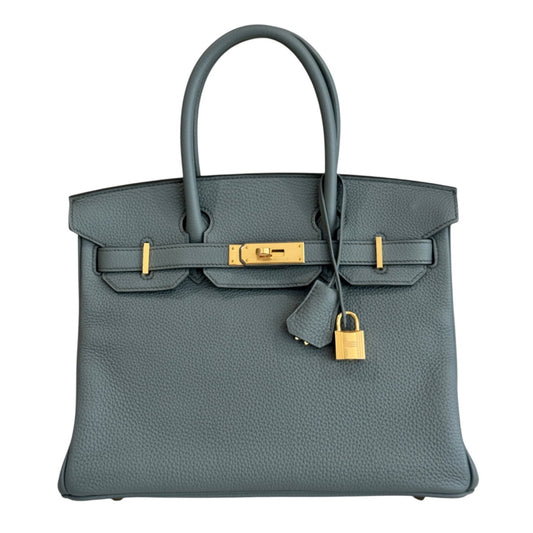 Hermes Birkin 30 Vert Amande Green Gray Togo Leather Gold Hardware