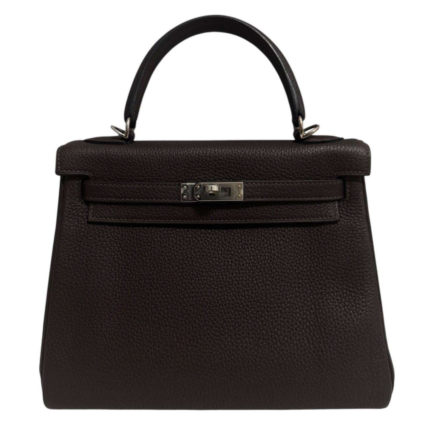 Hermes Kelly 25 Ebene Brown Togo Leather Palladium Hardware