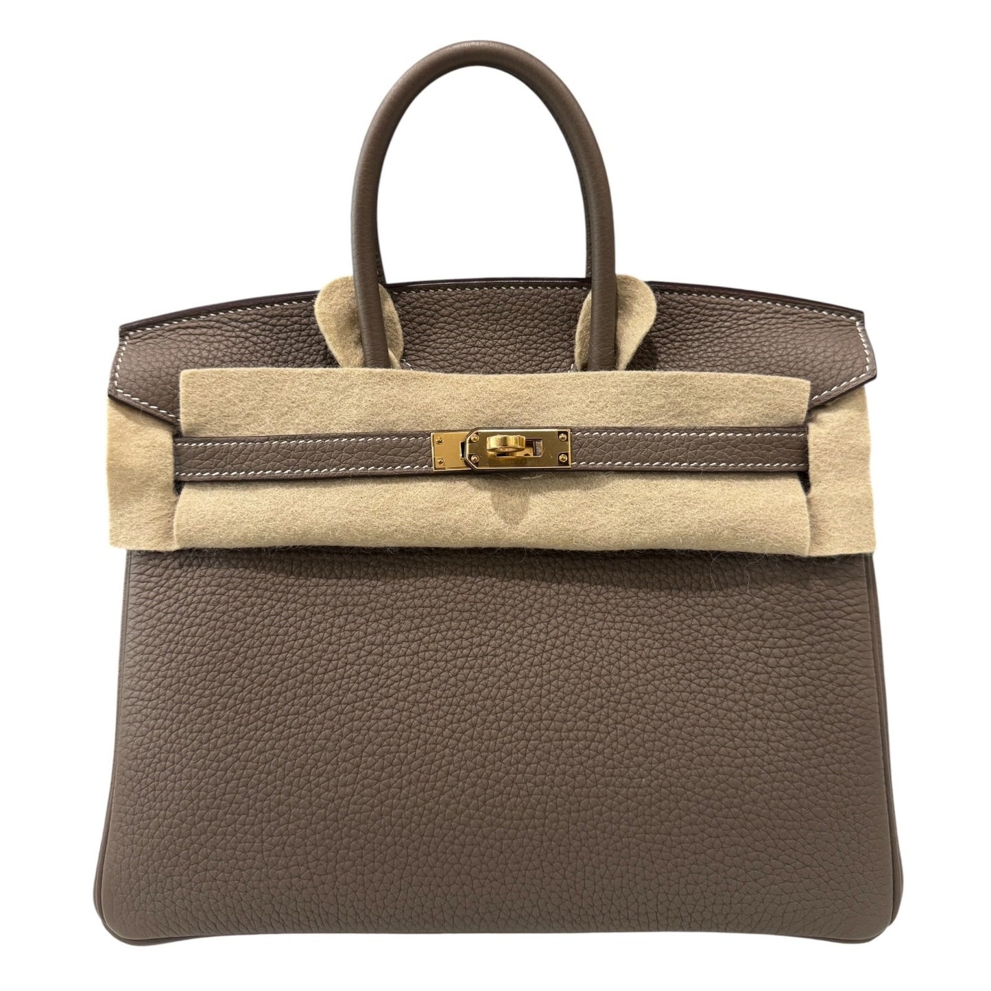 Hermes Birkin 25 Etoupe Gray Togo Leather Gold Hardware Handbag