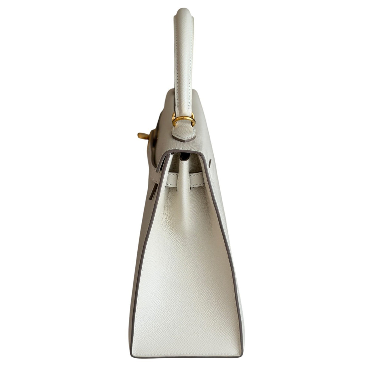 Hermes Kelly 25 Sellier Craie White Epsom Leather Gold Hardware