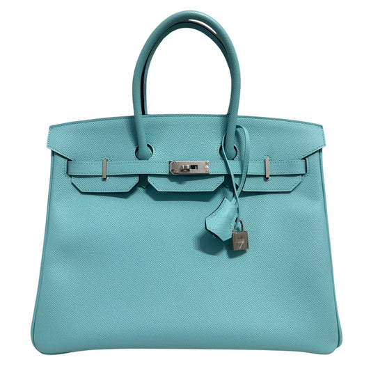 Hermes Birkin 35 Blue Atoll Epsom Leather Palladium Hardware RARE