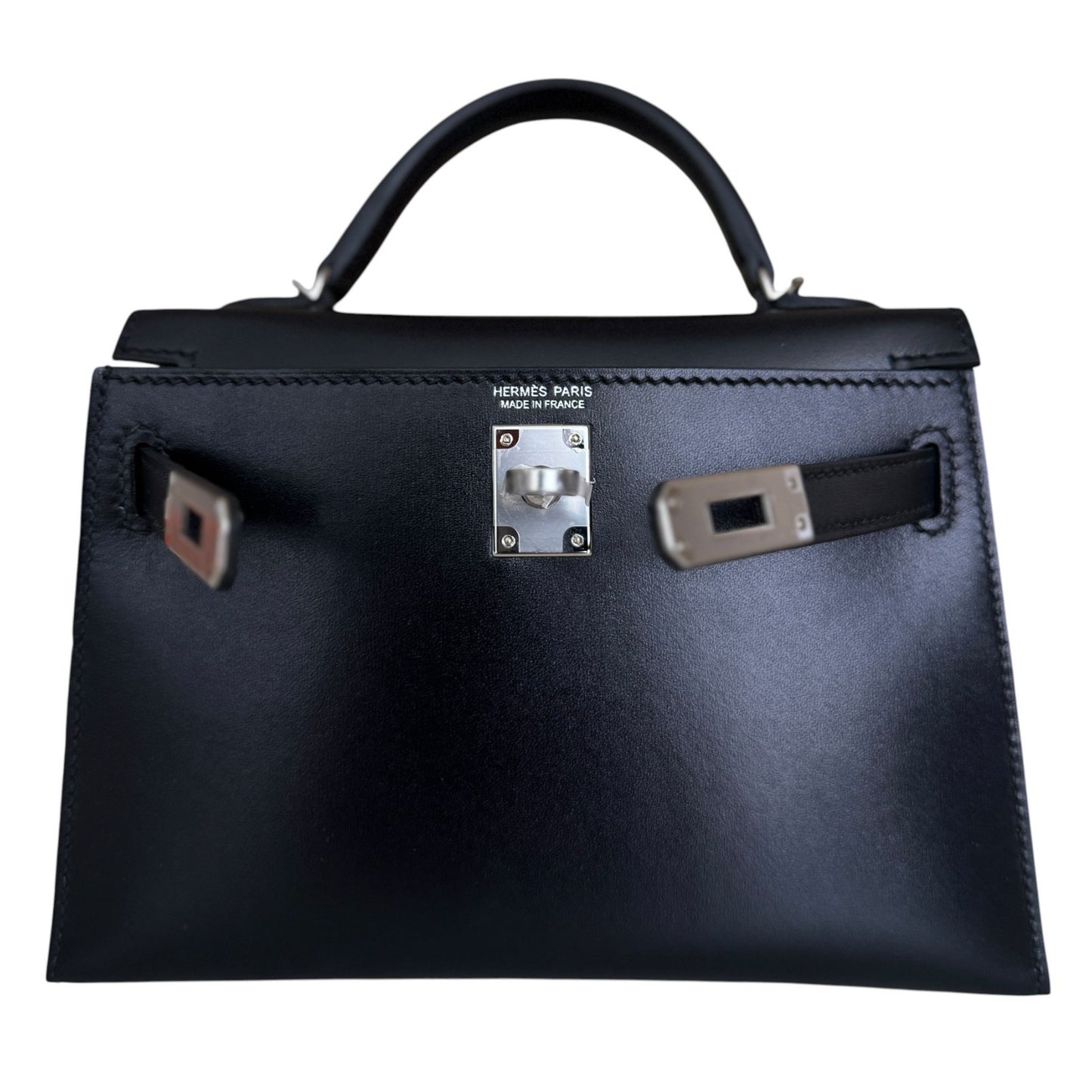 Hermes Kelly Mini 20 Black Noir Box Leather Palladium Hardware RARE