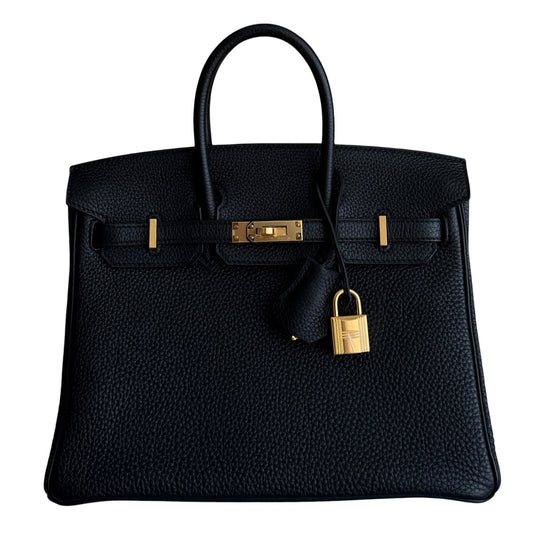 Hermes Birkin 25 Black Noir Togo Leather Gold Hardware RARE