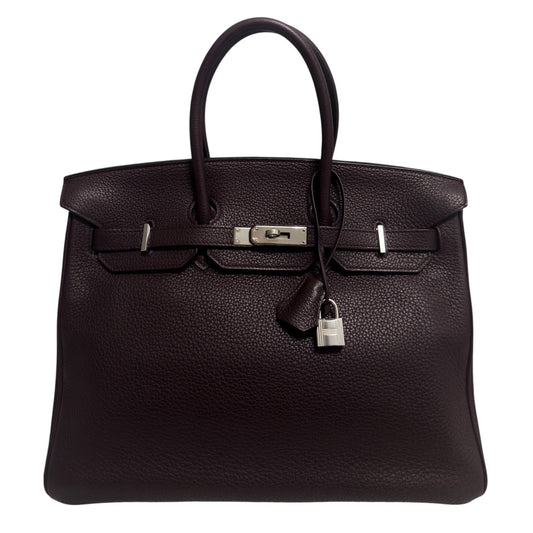 Hermes Birkin 35 Bourdeaux Red Burgundy Togo Leather Palladium Hardware RARE