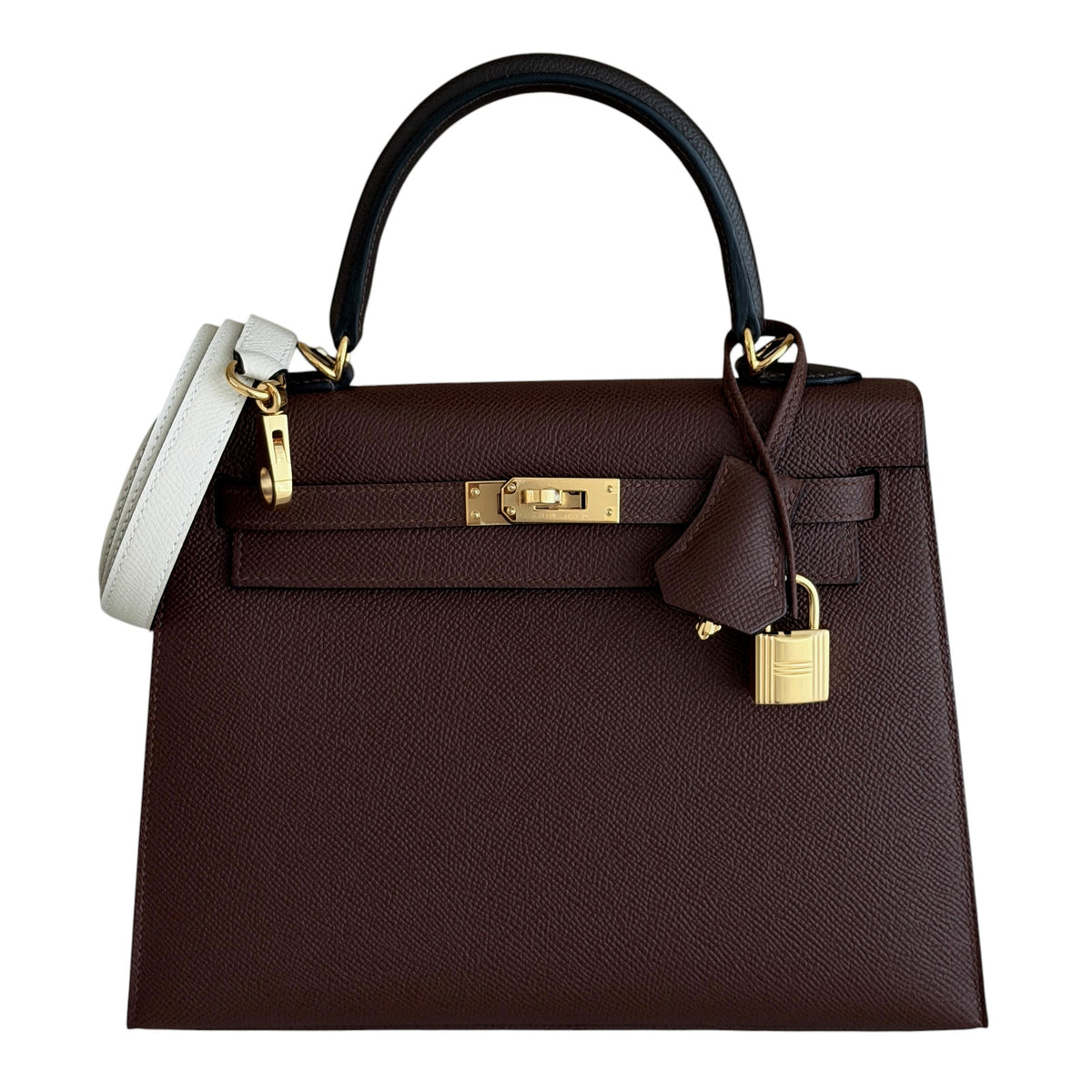 Hermes Kelly 25 Sellier Tri Color Terre, Ebene, Craie Epsom Gold Hardware 2026