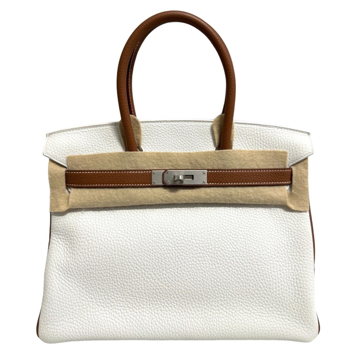 Hermes Birkin 30 Special Order White & Gold Leather Brushed Palladium Hardware