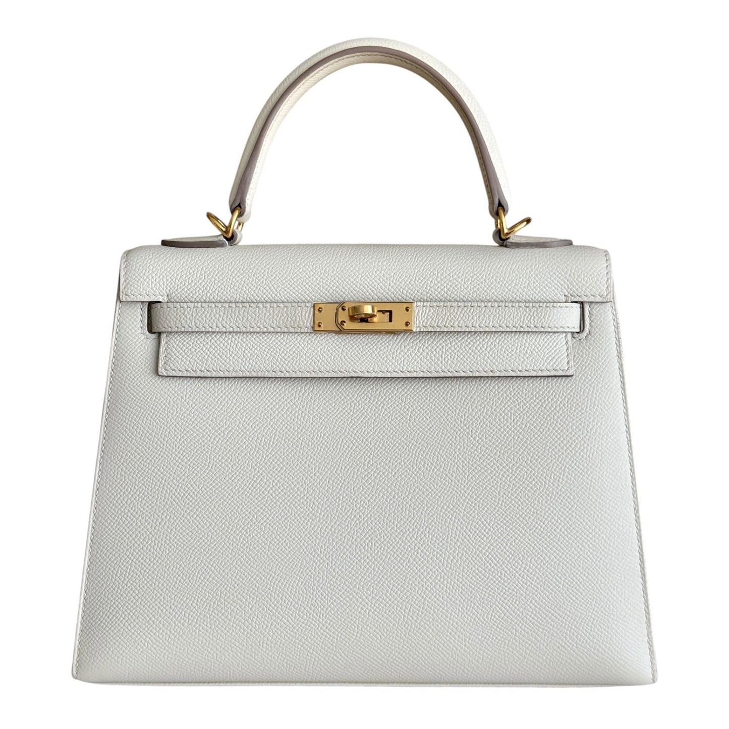 Hermes Kelly 25 Sellier Craie White Epsom Leather Gold Hardware