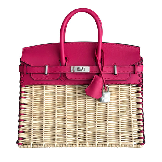 Hermes Birkin 25 Picnic Framboise Pink Leather Palladium Hardware RARE