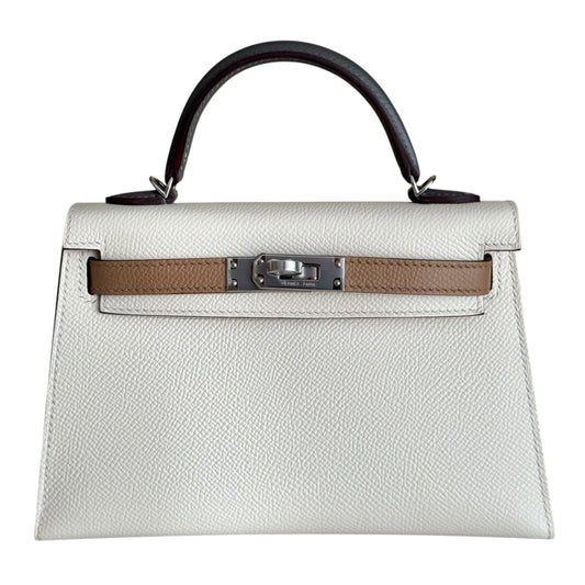 Hermes Mini Kelly Tri Color Nata , Chai and Gris Meyer Epsom Palladium Hardware