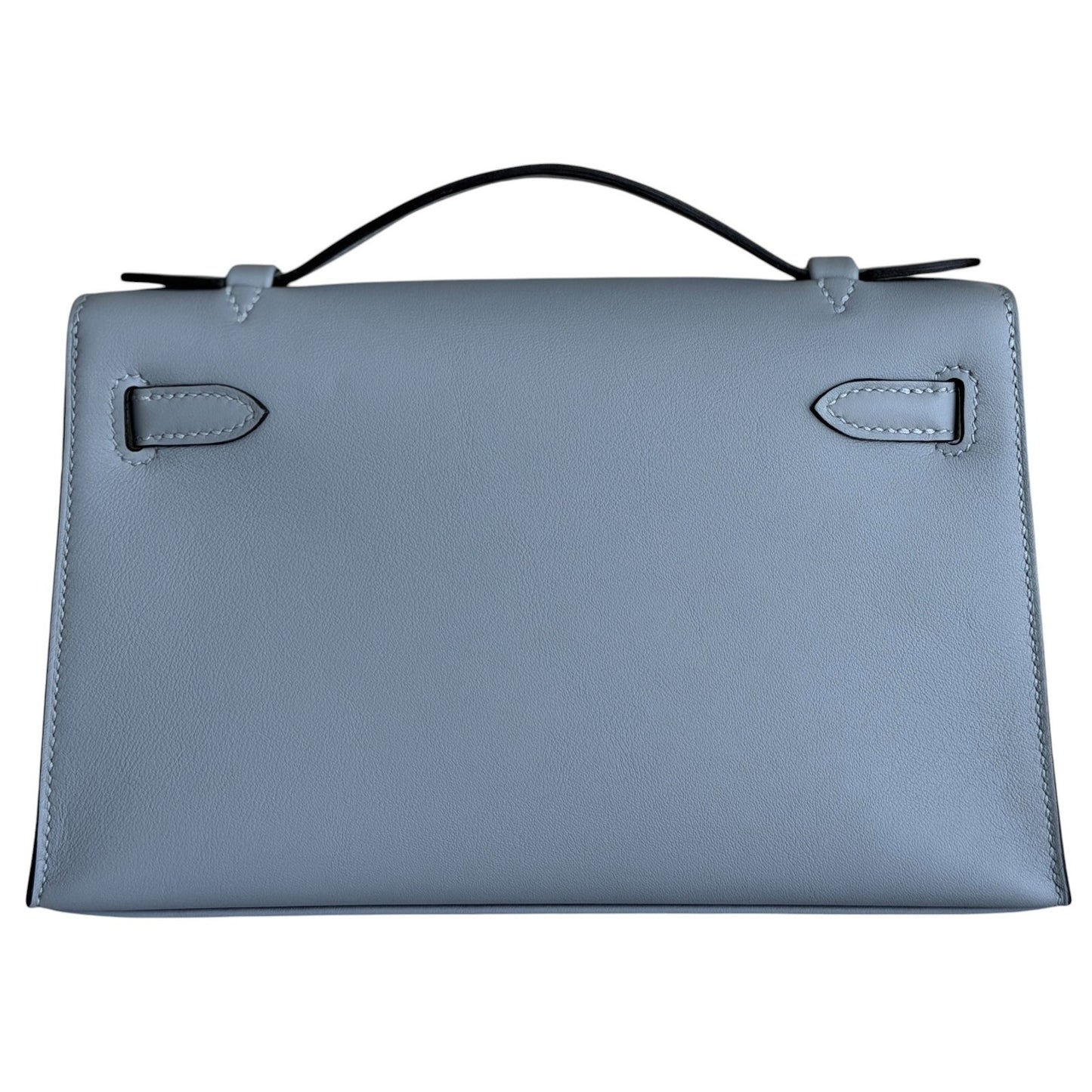 Hermes Kelly Mini Pochette Gris Pantin Gray Leather Palladium Hardware RARE