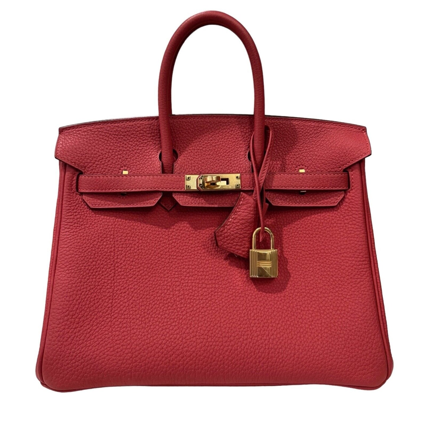 Hermes Birkin 25 Rouge Pivone Red Togo Leather Handbag Bag Gold Hardware