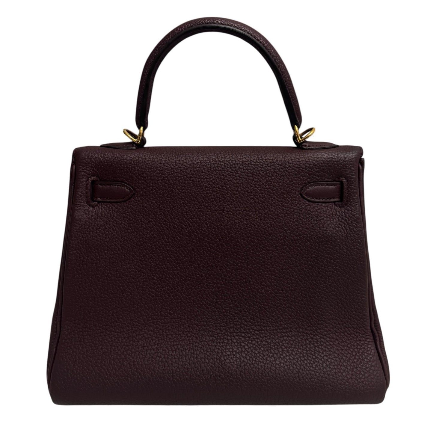 Hermes Kelly 25 Bourdeaux Burgundy Red Togo Leather Gold Hardware RARE