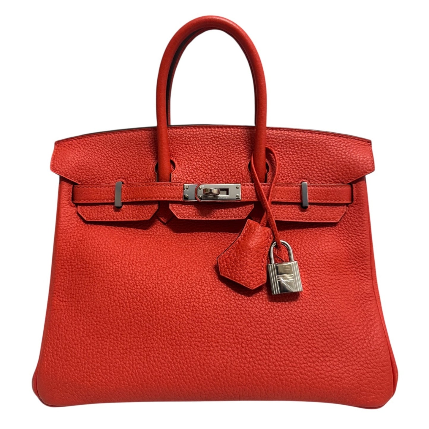 Hermes Birkin 25 Capucine Red Orange Togo Leather Palladium Hardware
