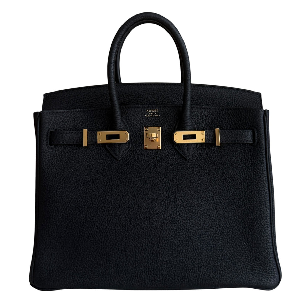 Hermes Birkin 25 Black Noir Togo Leather Gold Hardware RARE