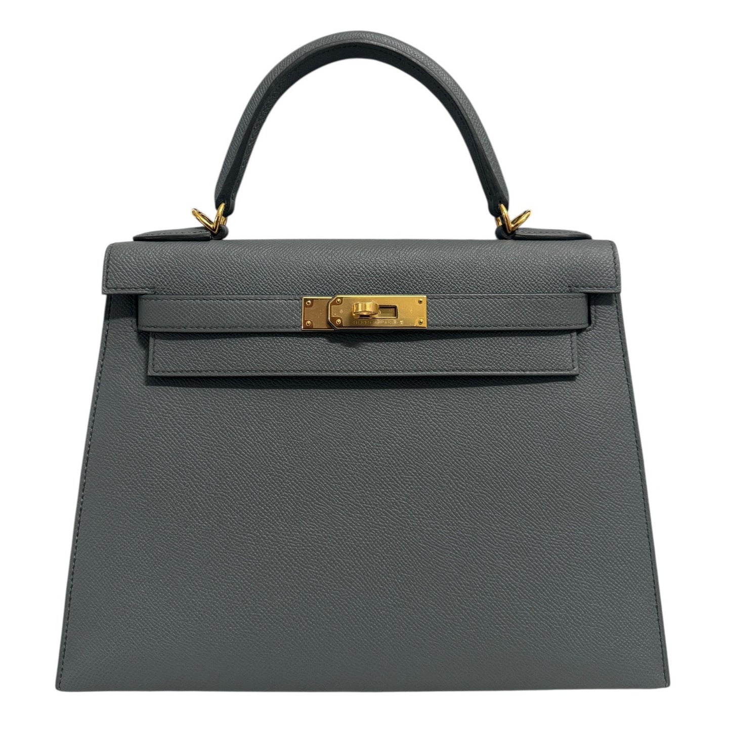 Hermes Kelly 28 Sellier Vert Amande Gray Green Epsom Leather Gold Hardware RARE