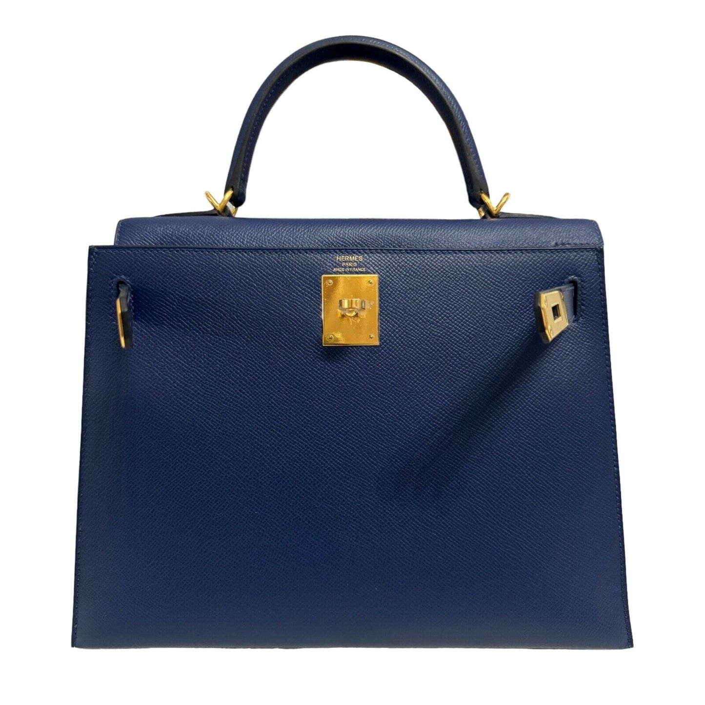 Hermes Kelly 28 Sellier Blue Sapphire Bleu Epsom Leather Gold Hardware