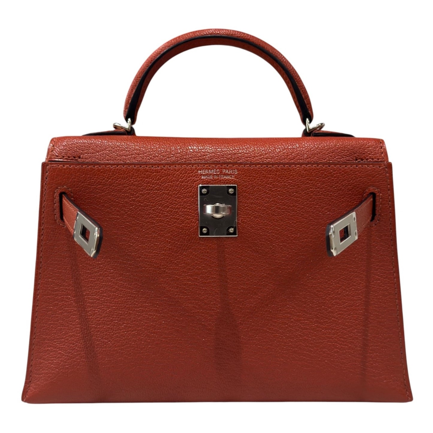 Hermes Kelly Mini 20 Cuivre Orange Chèvre Leather Pink Palladium Hardware RARE