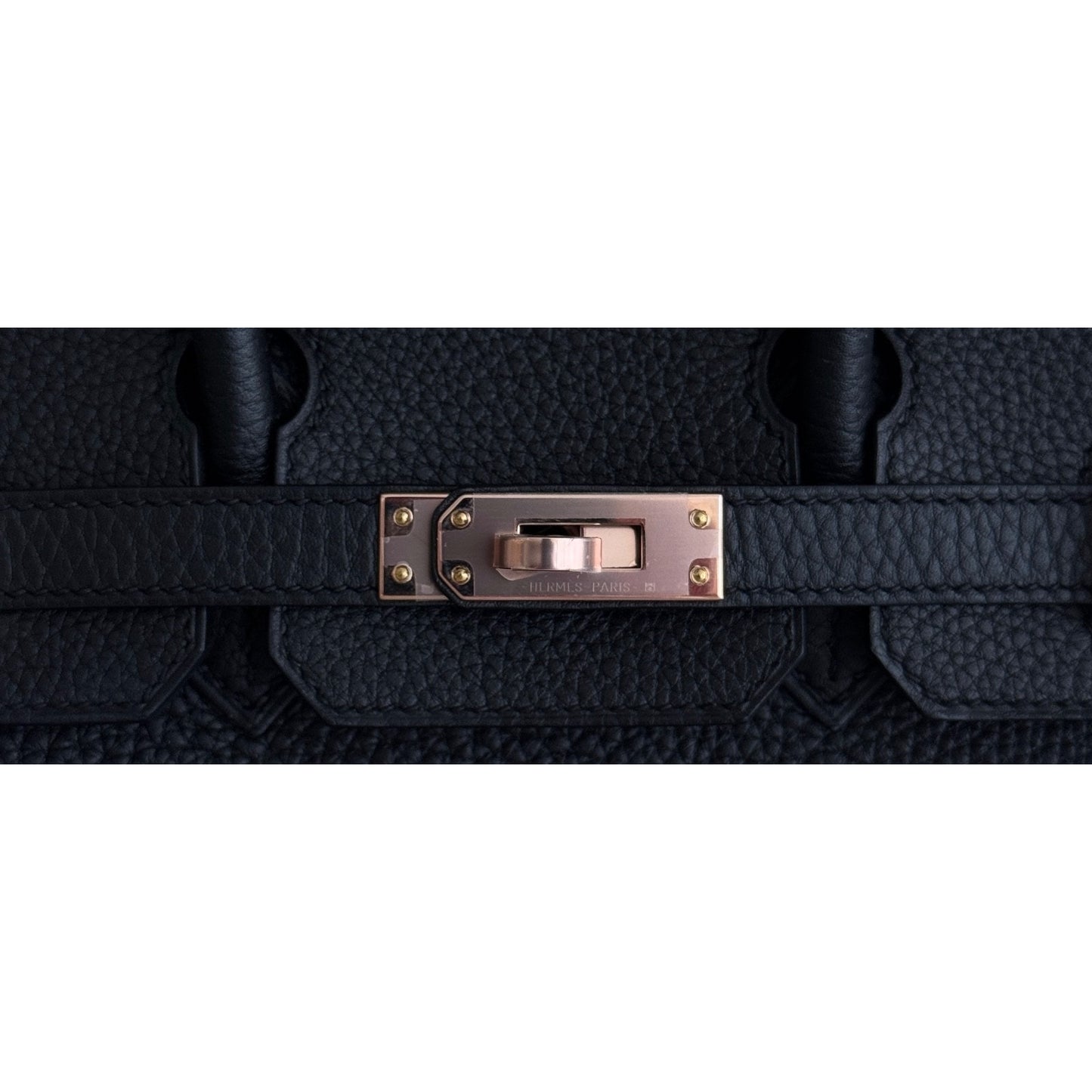 Hermes Birkin 25 Black Noir Togo Leather Rose Gold Hardware RARE