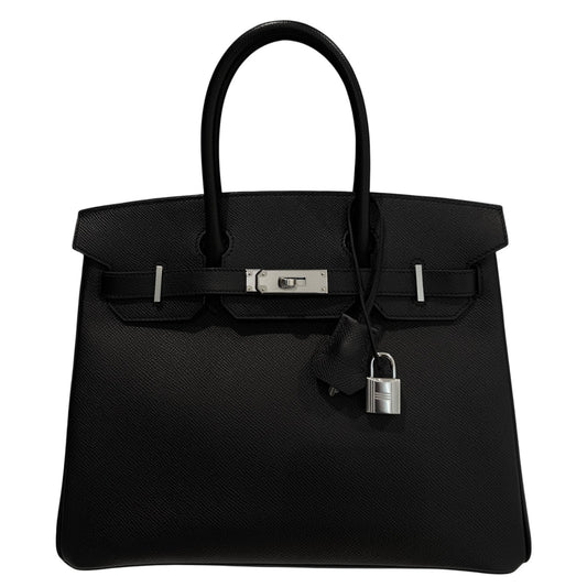 Hermes Birkin 30 Black Noir Epsom Leather Palladium Hardware RARE
