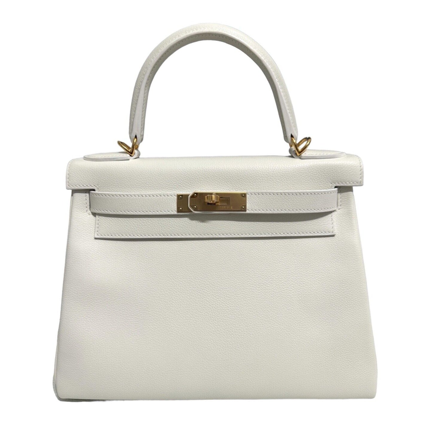 Hermes Kelly 28 White Blanc Leather Gold Hardware 2021