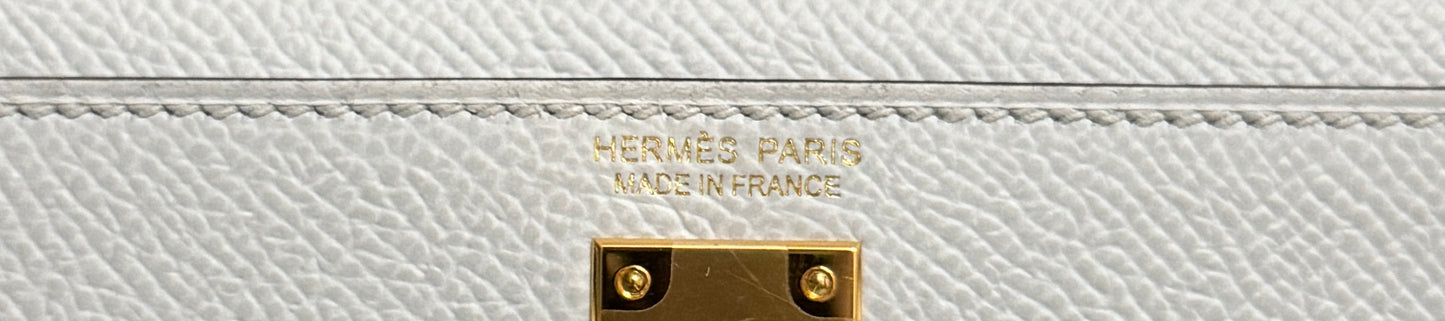Hermes Mini Kelly Tri Color Gris Patine Mauve Pale and Vert Moyen Epsom Gold Hardware