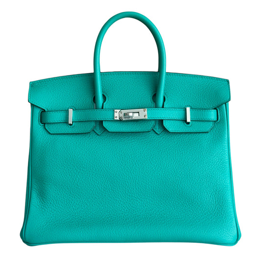 Hermes Birkin 25 Verso Vert Verone Rose Lipstick Leather Palladium Hardware