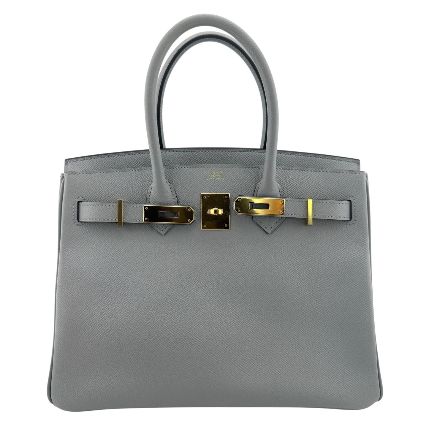 Hermes Birkin 30 Blue Glacier Gray Epsom Leather Gold Hardware RARE