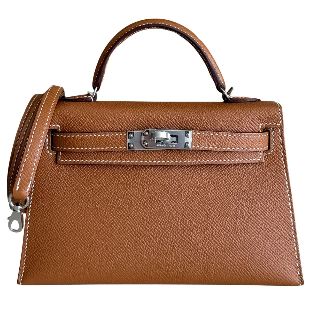 Hermes Kelly Mini 20 Gold Tan Epsom Leather Palladium Hardware