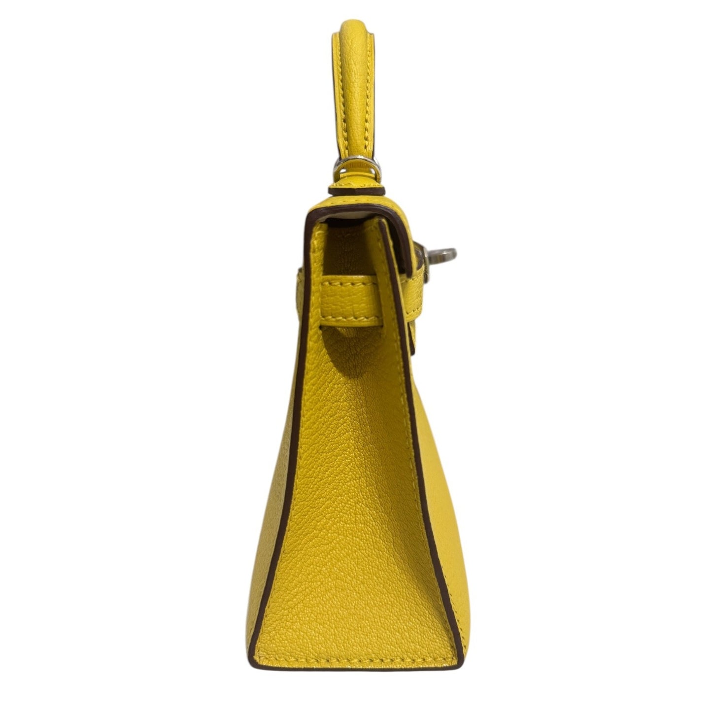 Hermes Kelly Mini 20 Verso Jaune Naples Gris Perle Chèvre Leather Palladium HWR