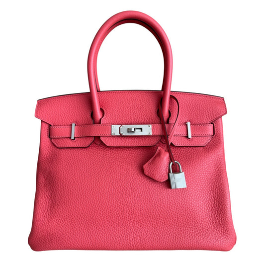 Hermes Birkin 30 Verso Rose Texas Pink Orange Togo Leather Palladium Hardware