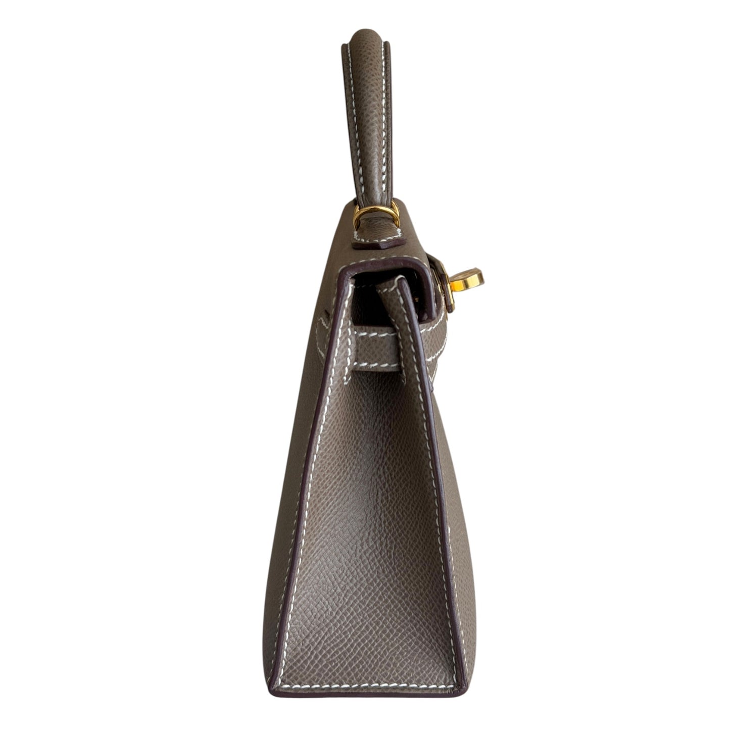 Hermes Kelly Mini 20 Etoupe Gray Epsom Leather Gold Hardware