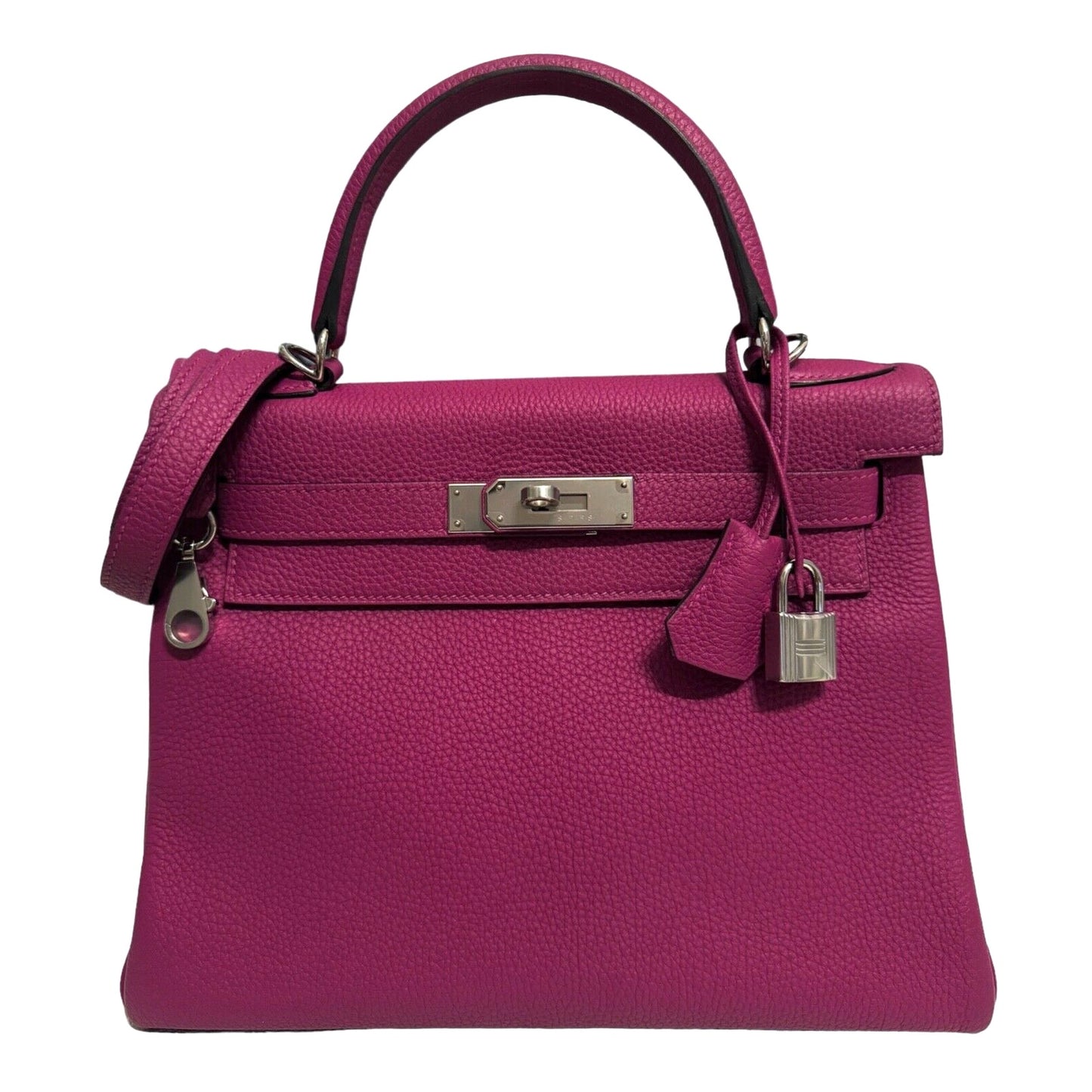 Hermes Kelly 28 Rose Pourpre Pink Purple Togo Leather Palladium Hardware