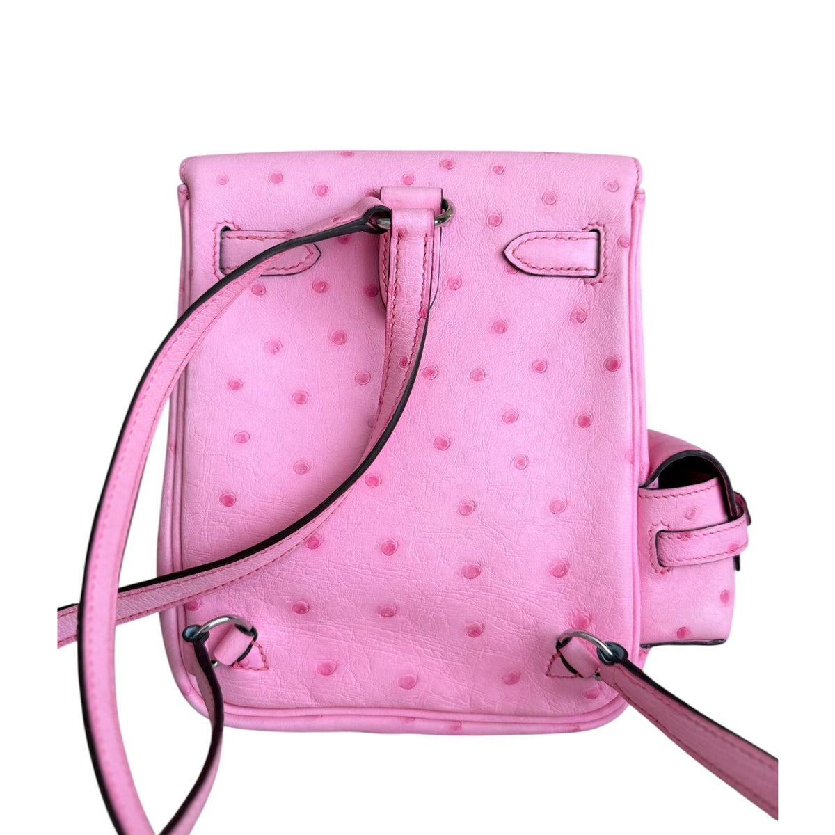 Hermes Kelly Mini Jump Backpack Bubblegum Pink Ostrich Leather Palladium