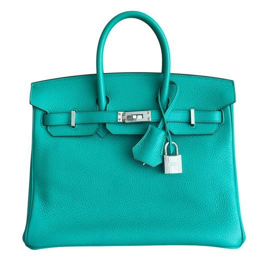 Hermes Birkin 25 Verso Vert Verone Rose Lipstick Leather Palladium Hardware
