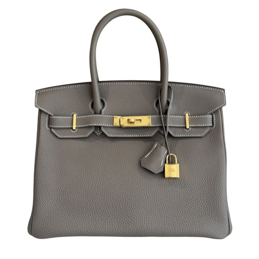 Hermes Birkin 30 Etoupe Gray Togo Leather Gold Hardware