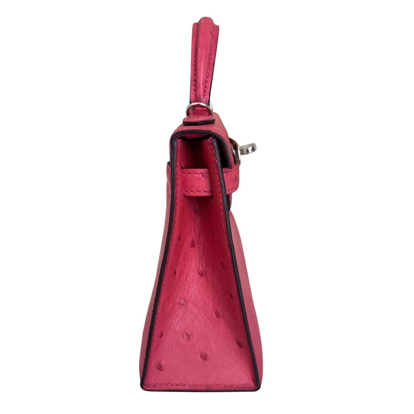 Hermes Kelly Mini 20 Rose Tyrien Pink Ostrich Leather Palladium Hardware RARE