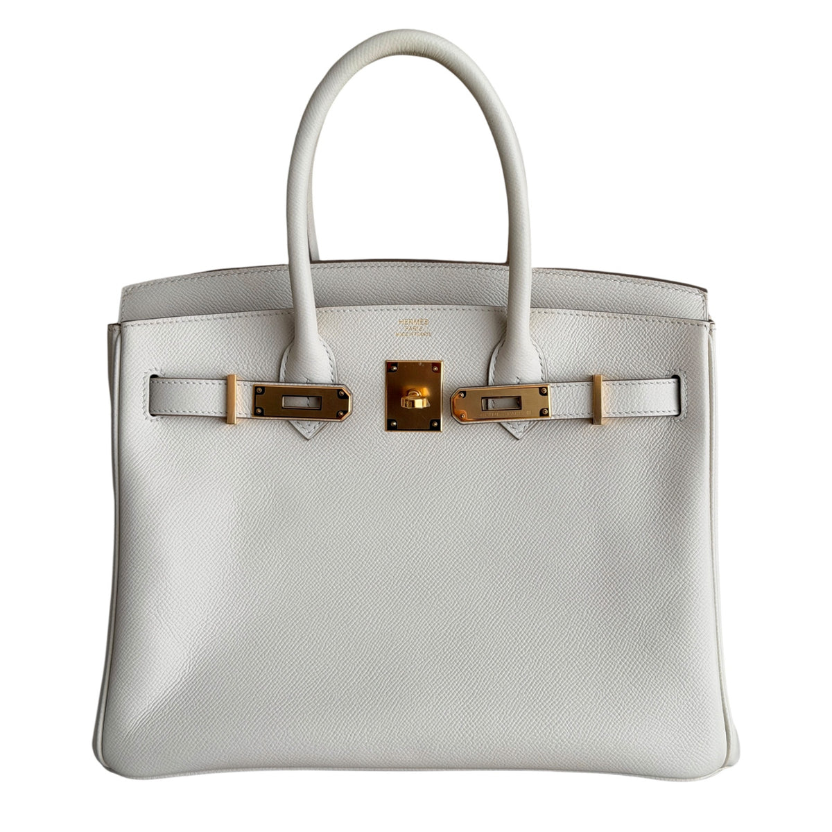Hermes Birkin 30 Craie White Epsom Leather Gold Hardware Handbag