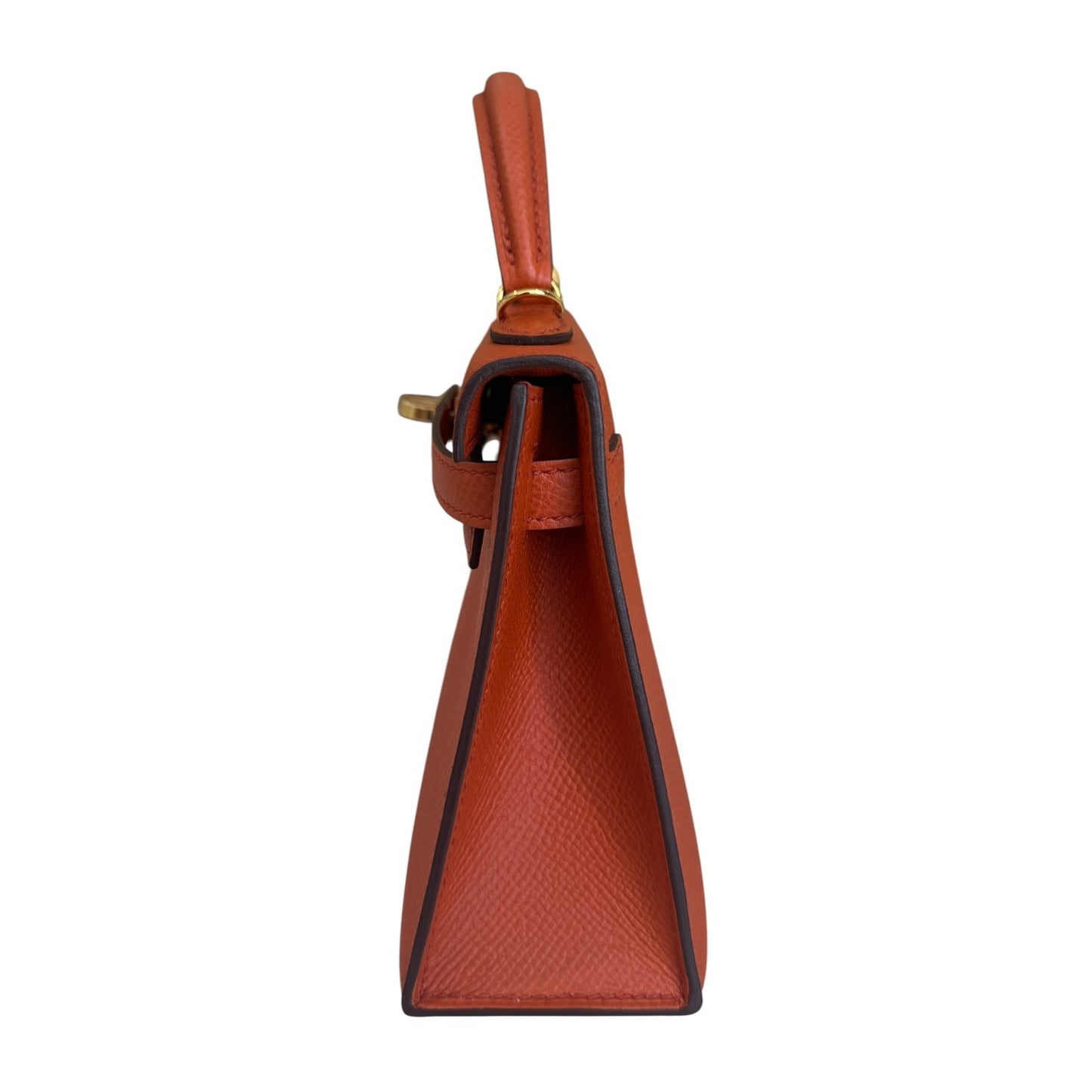 Hermes Kelly Mini 20 Terre Battue Orange Epsom Leather Gold Hardware RARE