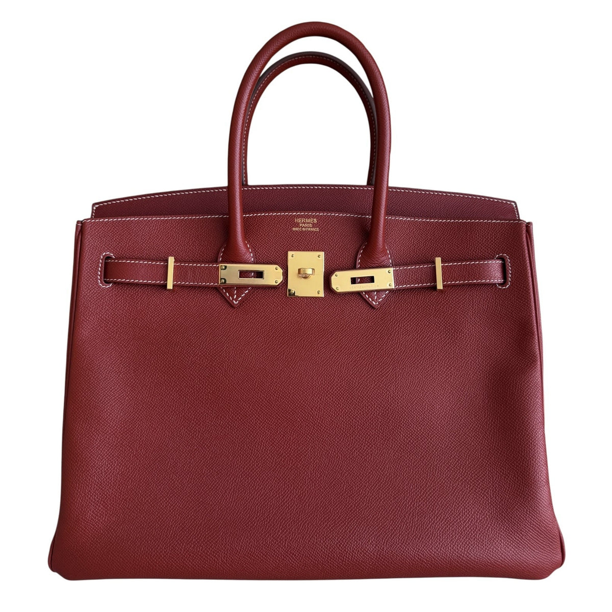 Hermes Birkin 35 Sienne Red Brown Epsom Leather Gold Hardware RARE
