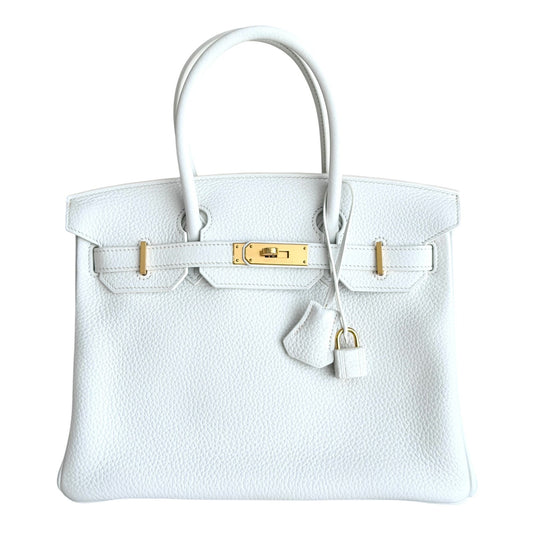 Hermes Birkin 30 White Blanc Togo Leather Gold Hardware Handbag