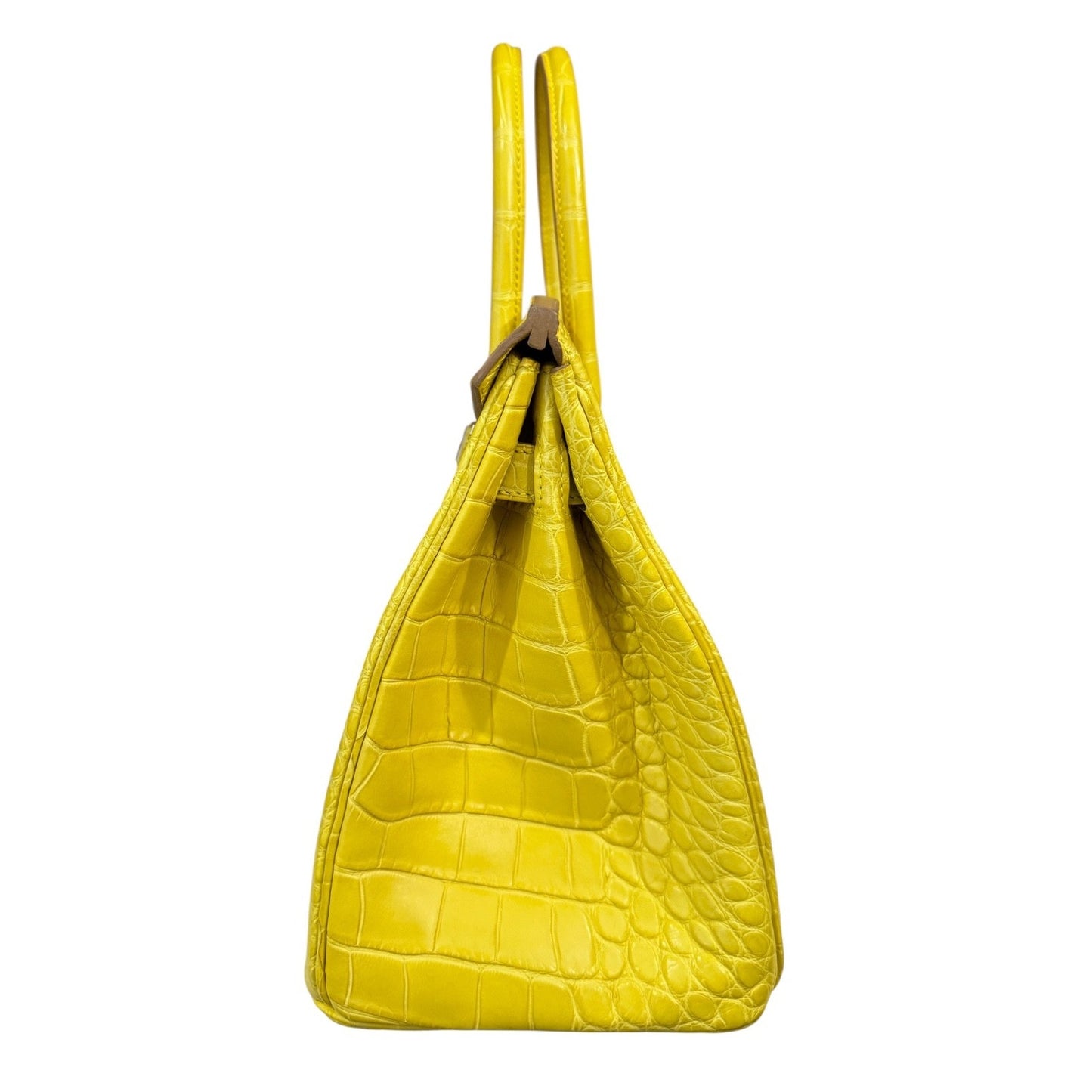 Hermes Birkin 30 Soufre Yellow Jaune Matte Alligator Leather Palladium Hardware