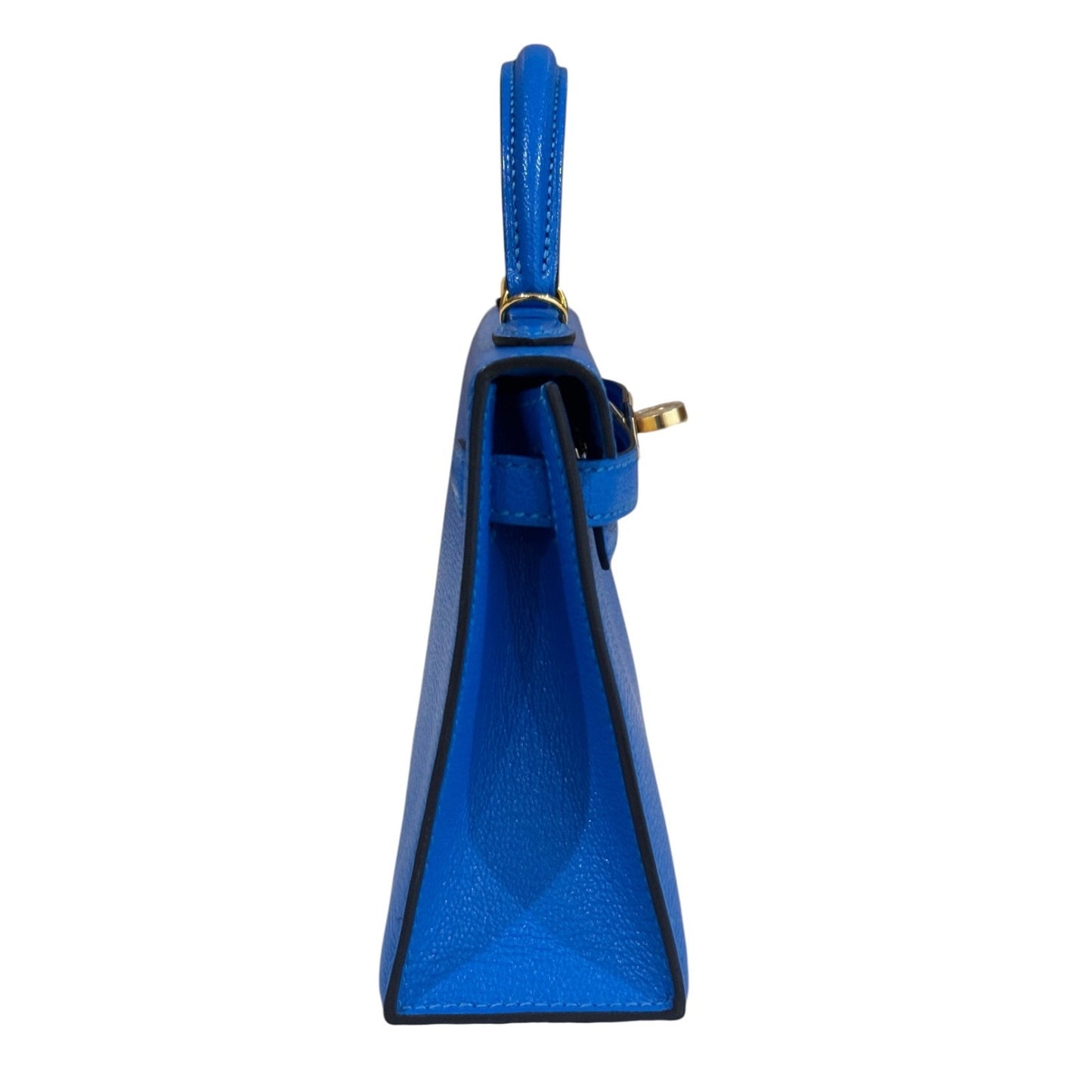 Hermes Kelly Mini 20 Blue Hydra Chevre Leather Gold Hardware RARE